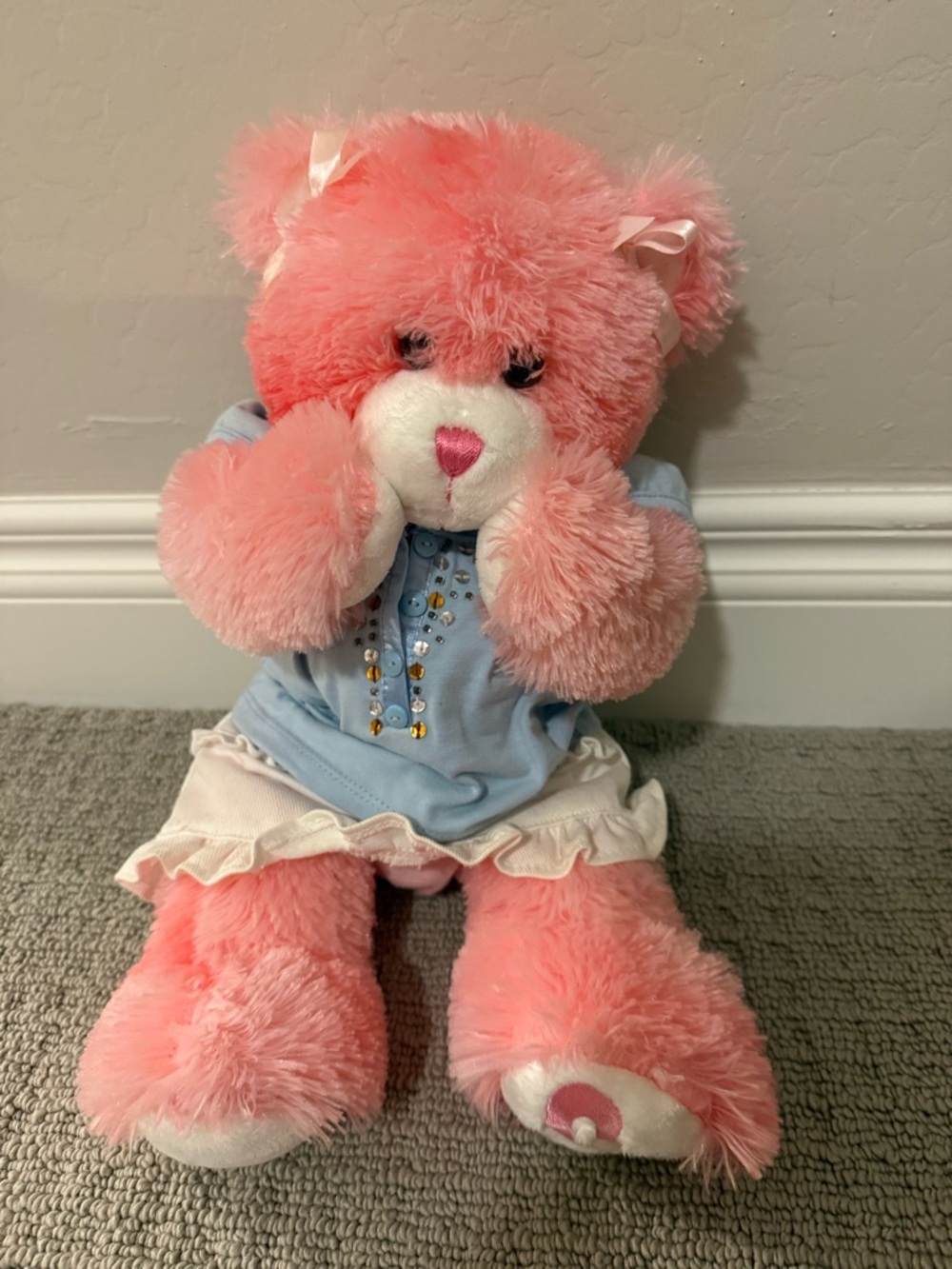 Build A Bear Pink Heart Teddy w/Magnetic Hands  Vintage 2000s